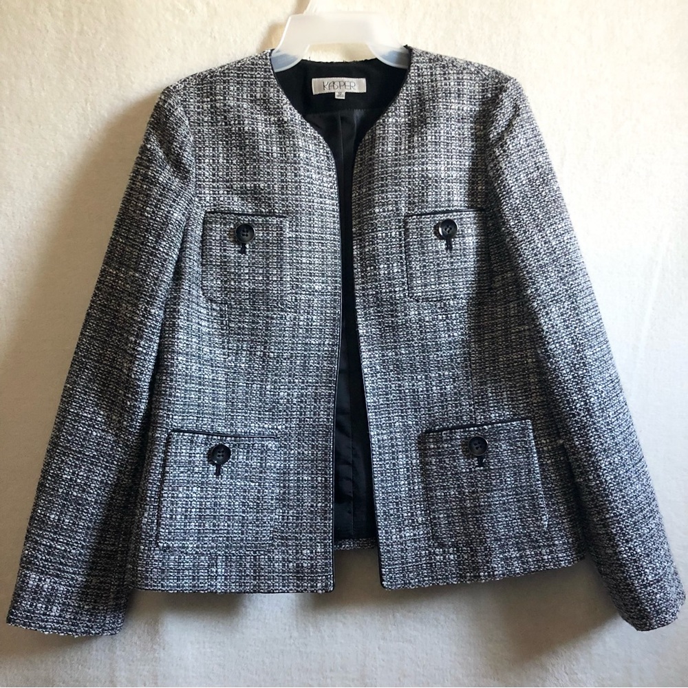 Kasper textured tweed blend blazer open front